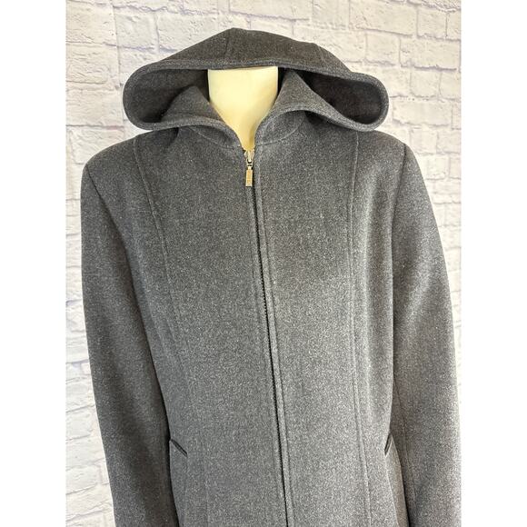Vintage Donnybrook Y2K Hooded Charcoal Gray Coat zipper closing size 12 - Picture 3 of 13